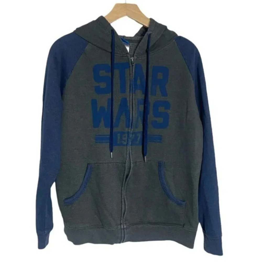 Star Wars 1977 M(boys) blue + gray‎ full zipper hoodie with pockets